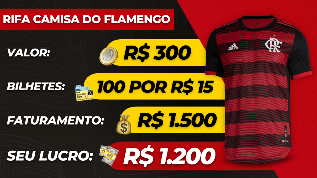 exemplo de rifa com a camisa do flamengo oficial